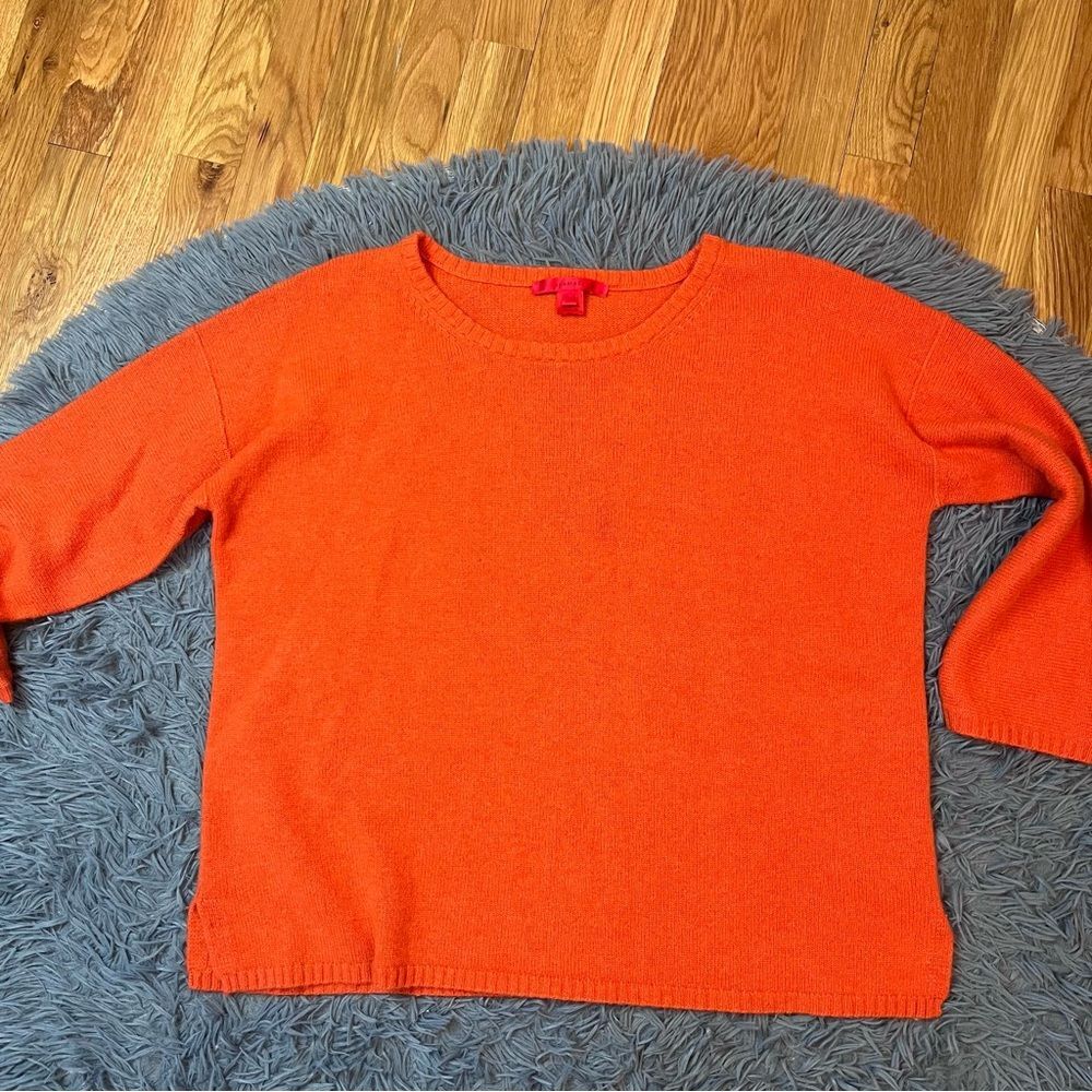 Shamask Bright Orange Oversized 100% Cashmere Sweater Size L
